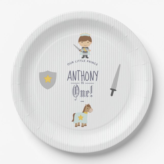Our Little Prince Birthday Party Paper Plate (Front)