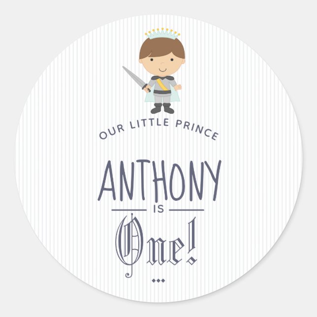 Our Little Prince Boy Birthday Party Classic Round Sticker (Front)