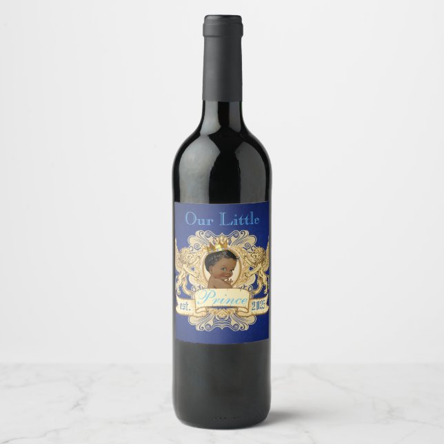 Our Little Prince| Royal African Prince Elegant Wine Label (Front)