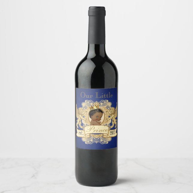 Our Little Prince| Royal African Prince Elegant Wine Label (Front)