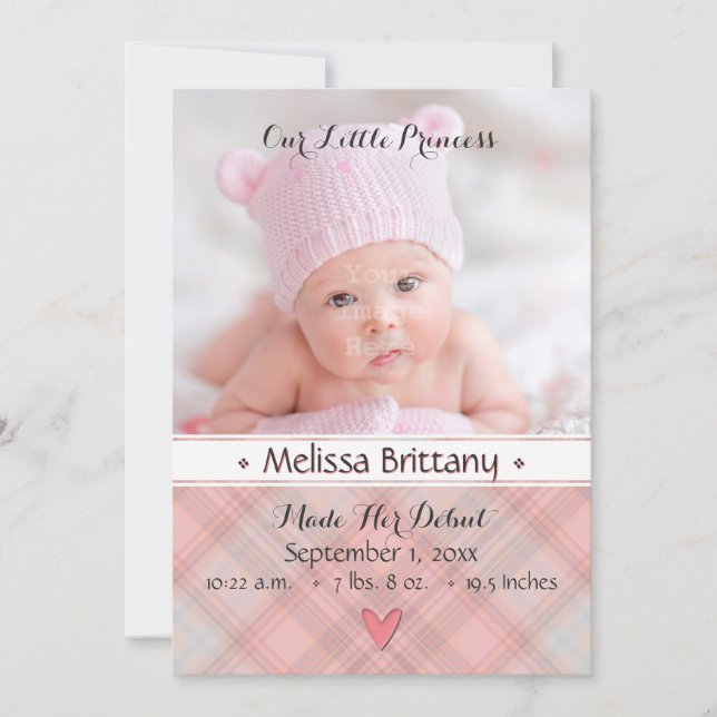 Our Little Princess Baby Girl Birth Announcement (Front)