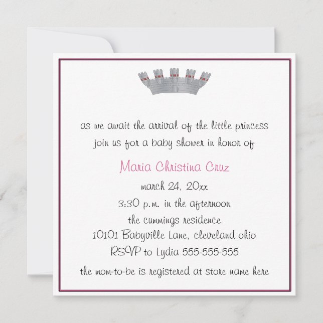 Our Little Princess Baby Shower Invitation (Front)