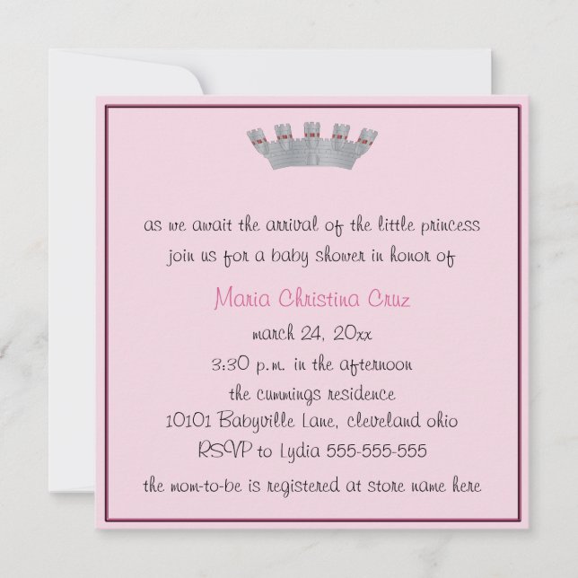 Our Little Princess Baby Shower Invitation (Pink) (Front)