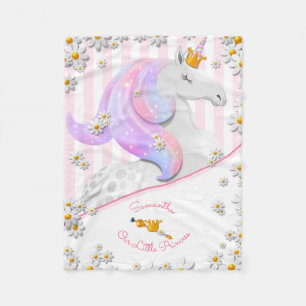 Our Little Princess Child's Pink Striped Unicorn Fleece Blanket