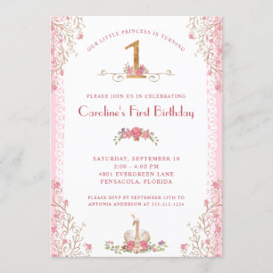 Our Little Princess First Birthday Pink Invitation