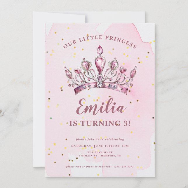 Our Little Princess Tiara Birthday Invitation (Front)