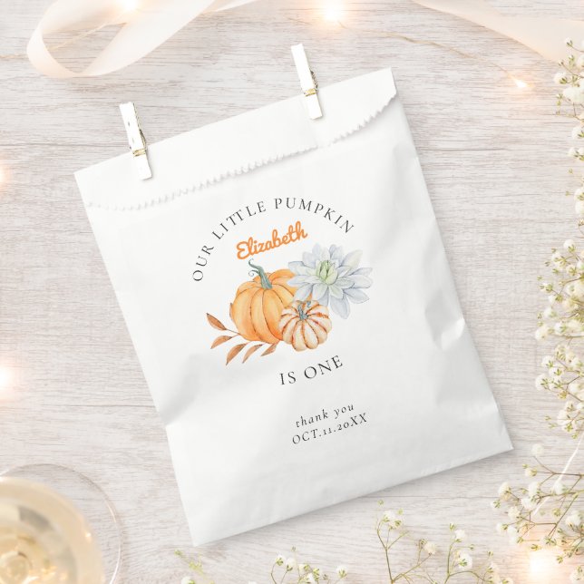 Our Little Pumpkin 1st Birthday Floral Fall Cute Favour Bags (Clipped)