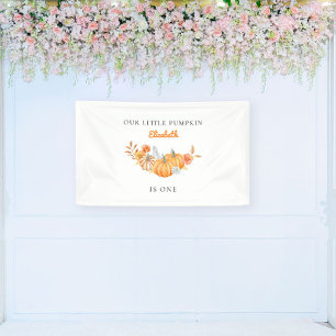 Our Little Pumpkin 1st Birthday Floral Watercolor Banner