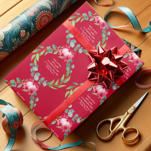 Our Little Pumpkin 1st Birthday Green Wreath Pink Wrapping Paper