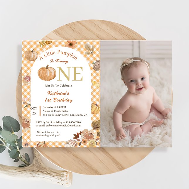  Our Little Pumpkin 1st Birthday Orange Fall Invitation (Creator Uploaded)
