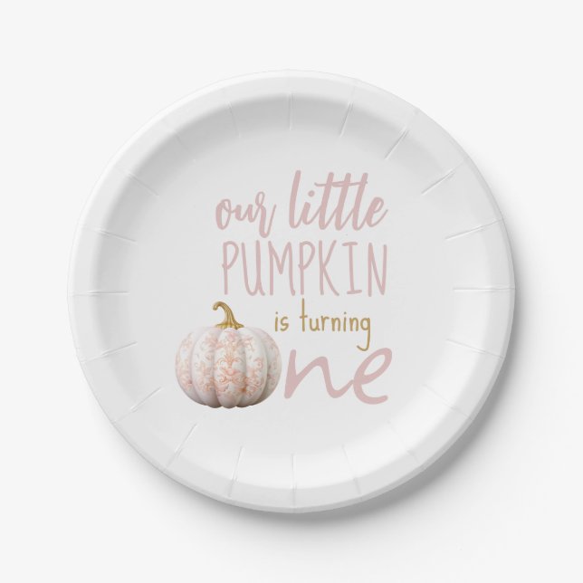 Our Little Pumpkin 1st Birthday Paper Plate (Front)
