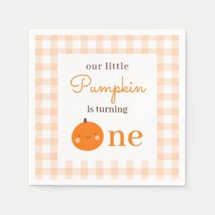 Our Little Pumpkin 1st Orange Fall First Birthday Napkin