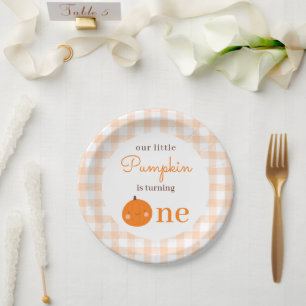 Our Little Pumpkin 1st Orange Fall First Birthday Paper Plate