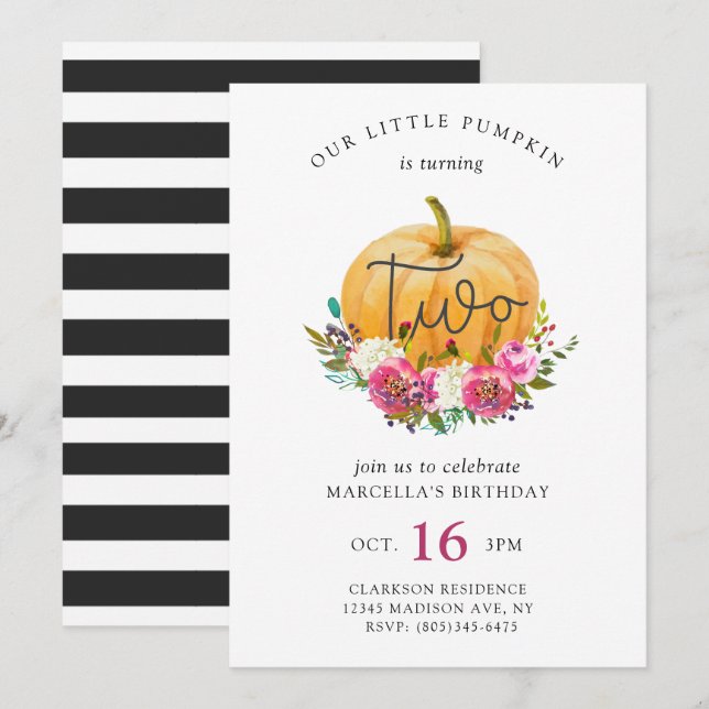 Our Little Pumpkin 2nd Birthday Invitation (Front/Back)