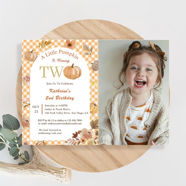 Our Little Pumpkin 2nd Birthday Orange Fall  Invitation (Creator Uploaded)