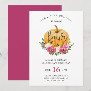 Our Little Pumpkin 4th Birthday Invitation