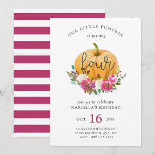 Our Little Pumpkin 4th Birthday Invitation