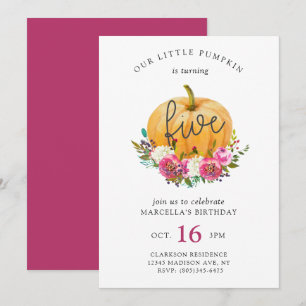 Our Little Pumpkin 5th Birthday Invitation