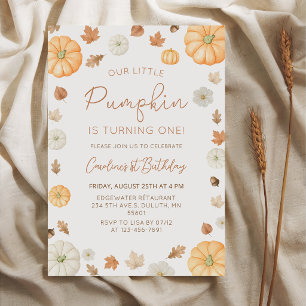 Our Little Pumpkin Autumn Fall Birthday Invitation