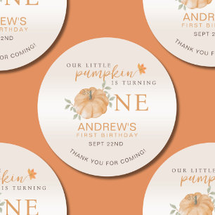 Our Little Pumpkin Autumn Fall First 1st Birthday Classic Round Sticker