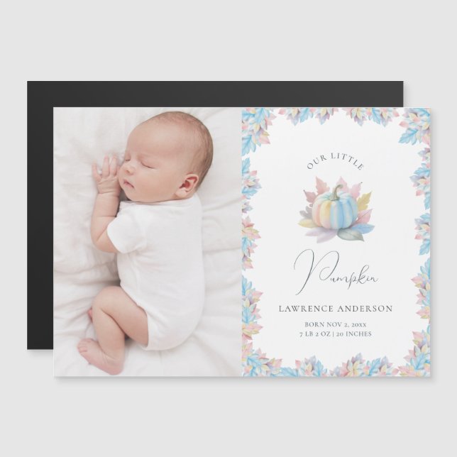 Our Little Pumpkin Baby Photo Birth Announcement (Front/Back)