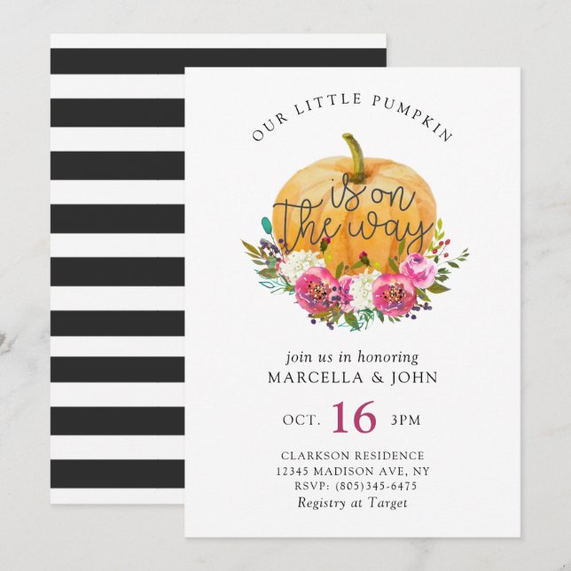 Our Little Pumpkin Baby Shower Invitation (Front/Back)