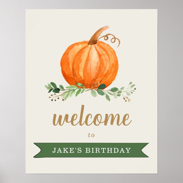 Our Little Pumpkin Birthday Favour Welcome Sign (Front)