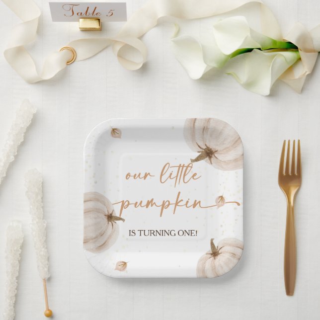 Our Little Pumpkin Birthday Paper Plate (Wedding)
