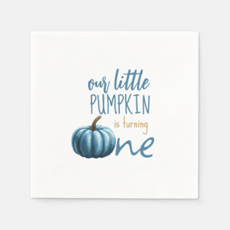 Our Little Pumpkin Blue 1st Birthday  Napkin