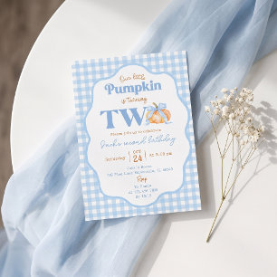 Our Little Pumpkin Blue 2nd Birthday Invitation