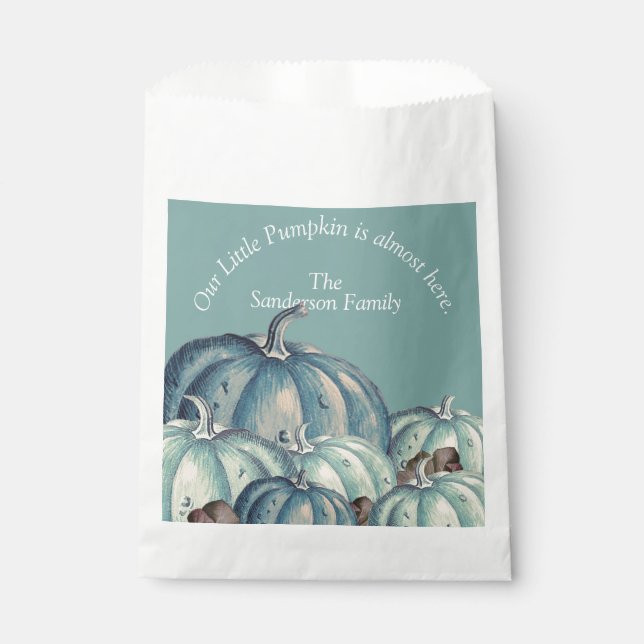 Our Little Pumpkin Blue Pumpkin Baby Shower  Favour Bags (Front)