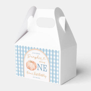 Our Little Pumpkin Boho Blue Gingham 1st Birthday Favour Box