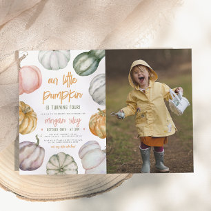 Our Little Pumpkin Boho Fall Birthday Party Photo Invitation