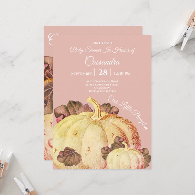 Our Little Pumpkin BOHO Mauve  Baby Girl Shower (Front/Back In Situ)