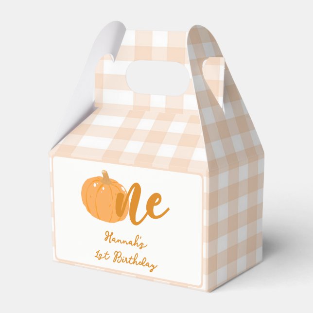 Our Little Pumpkin Boho Orange 1st Birthday  Favour Box (Front Side)