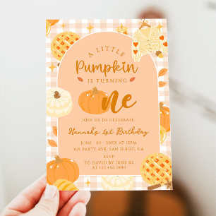Our Little Pumpkin Boho Orange 1st Birthday  Invitation