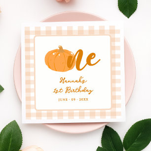 Our Little Pumpkin Boho Orange 1st Birthday  Napkin