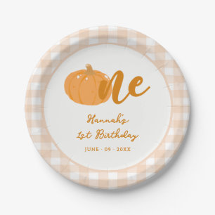 Our Little Pumpkin Boho Orange 1st Birthday  Paper Plate