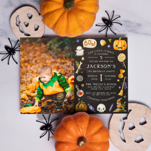 Our Little Pumpkin Cute Halloween Birthday Party Invitation