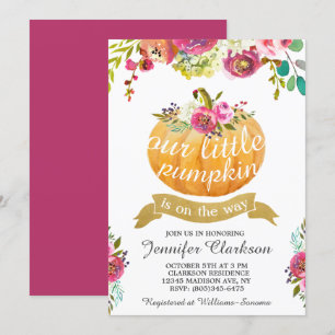Our Little Pumpkin Elegant Floral Invitation