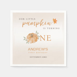 Our Little Pumpkin Fall Autumn 1st Birthday Napkin