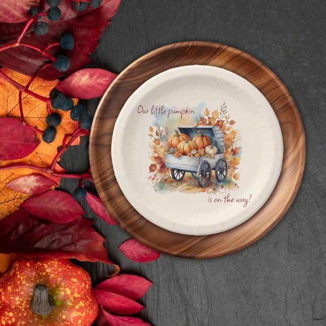 Our Little Pumpkin Fall Baby Shower Gender Neutral Paper Plate (Creator Uploaded)