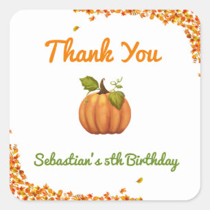 Our Little Pumpkin Fall Birthday Square Sticker