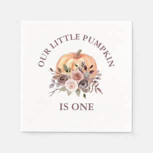 Our Little Pumpkin fall floral first birthday Napkin