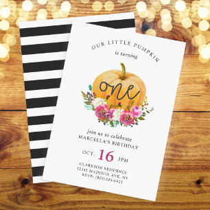 Our Little Pumpkin Fall Floral Invitation