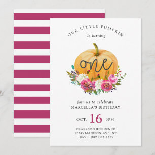 Our Little Pumpkin Fall Floral Invitation