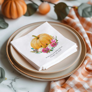 Our Little Pumpkin Fall Floral Napkin