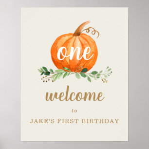 Our Little Pumpkin FirsBirthday Favor Welcome Sign