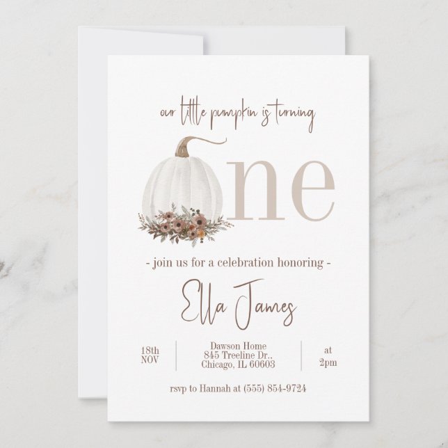 Our Little Pumpkin First Birthday Invitation (Front)