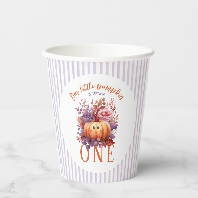 Our Little Pumpkin First Birthday Party Paper Cups (Front)